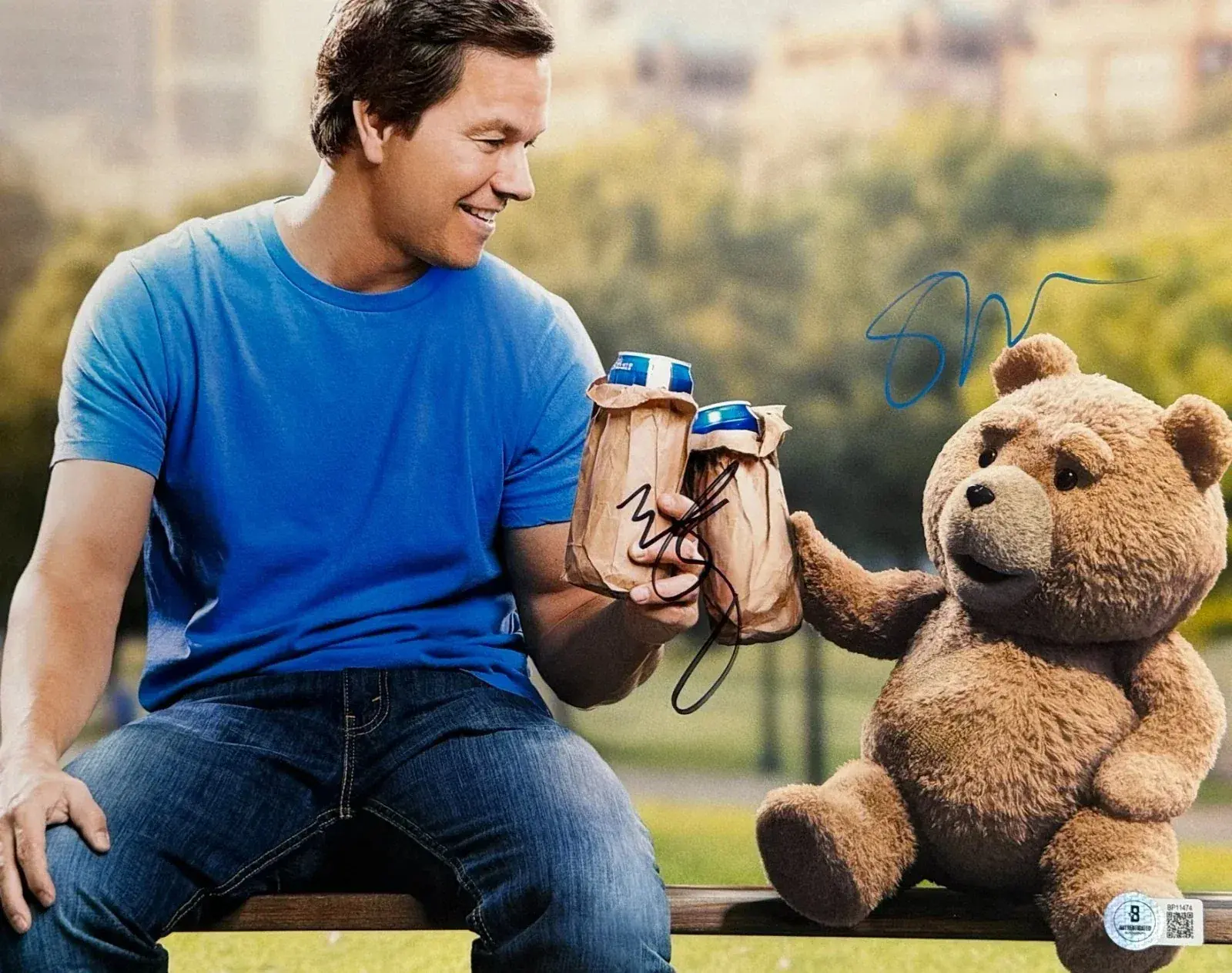 Mark Wahlberg & Seth MacFarlane Authentic Autographed 11x14 Photo