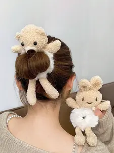 1pc Cute Plush Bear Hair Band - Fluffy Scrunchie for Girls, Soft & Cozy, Perfect for Daily Use & Styling!