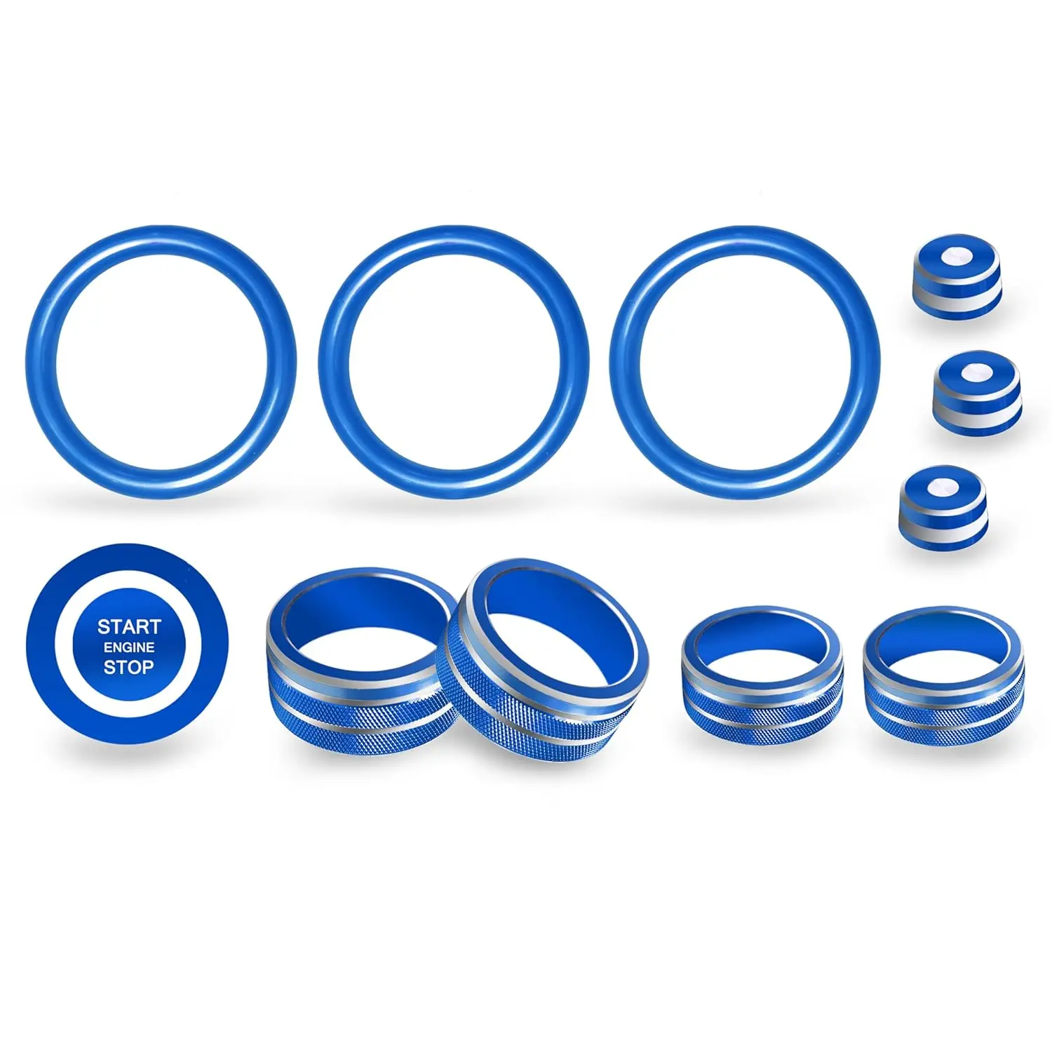 Aluminum Alloy 3D Textured Metal Interior Trim Kit for Nissan 14th Gen Sentra S, SV&SR (2020-2025) - 12 Pcs, Tool-Free Install, Corrosion Proof, Includes AC Knob, Volume Lever, Air Vent Ring, 1 Engine Start Stop Button Trim, Blue