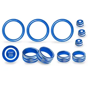 AC Climate Control Knob Cover for Nissan Sentra 14th Gen 2025 2024 2020-2023 Volume Tune Air Vent Outlet Ring Lever Cover Engine Start Stop Button Trim Ring Accessories, 12 Pcs (Blue)