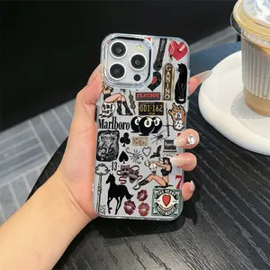 Metal Frame Transparent Fashion Aesthetic Leopard Print Star Tpu Anti-Drop Case for iPhone 6-16 Pro Max, Perfect Gift for Women & Girls