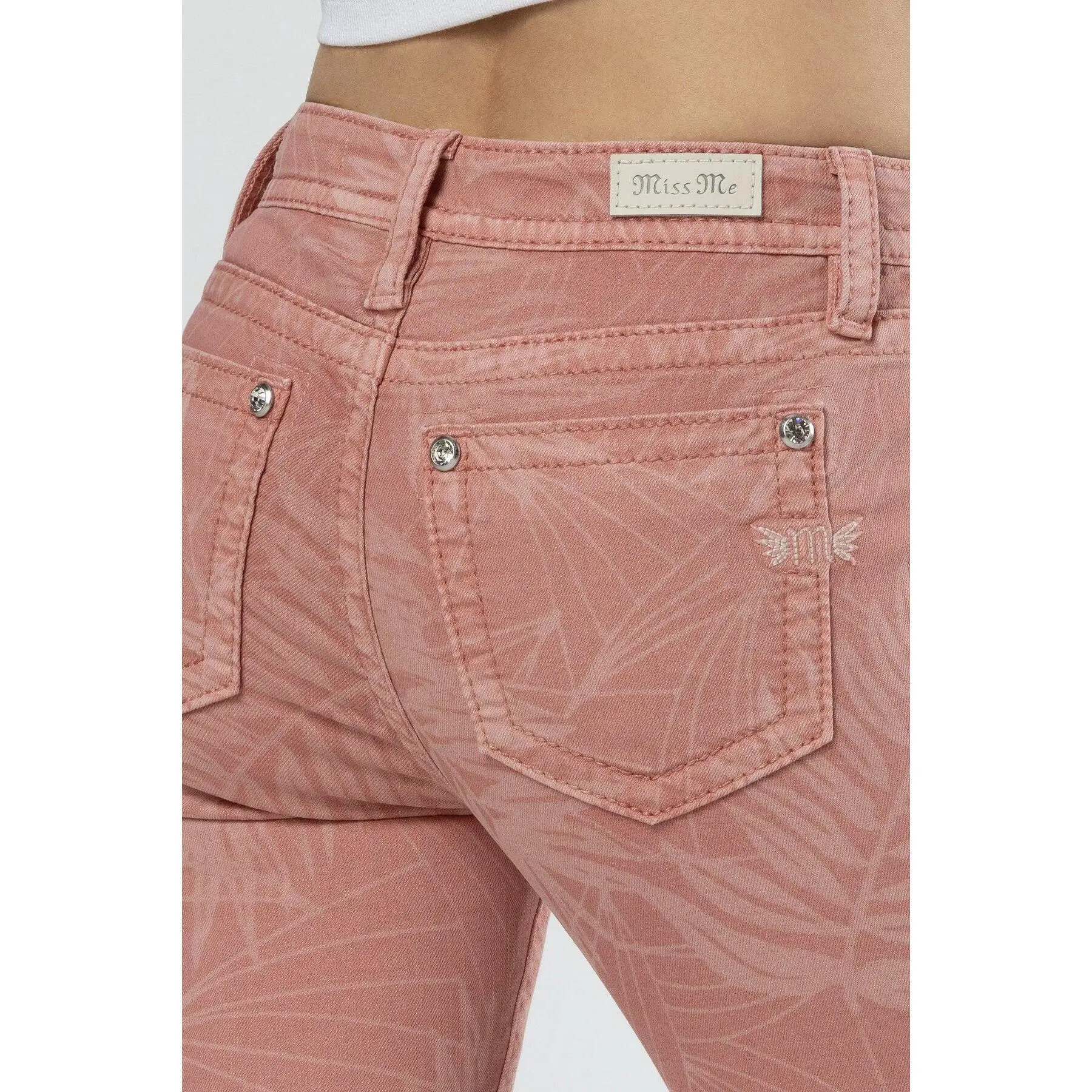 Coral Leaves Skinny Jeans