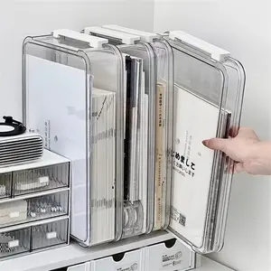 Acrylic Transparent Desktop Paper Storage Box, A4 File Document Organizer, Dust Proof Card Holder Case, Household Office Supplies, Home Office
