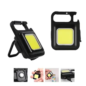 Mini LED Torch Work Light Portable USB Rechargeable Pocket Torch Keychain Outdoor Camping Small Light Bottle Opener