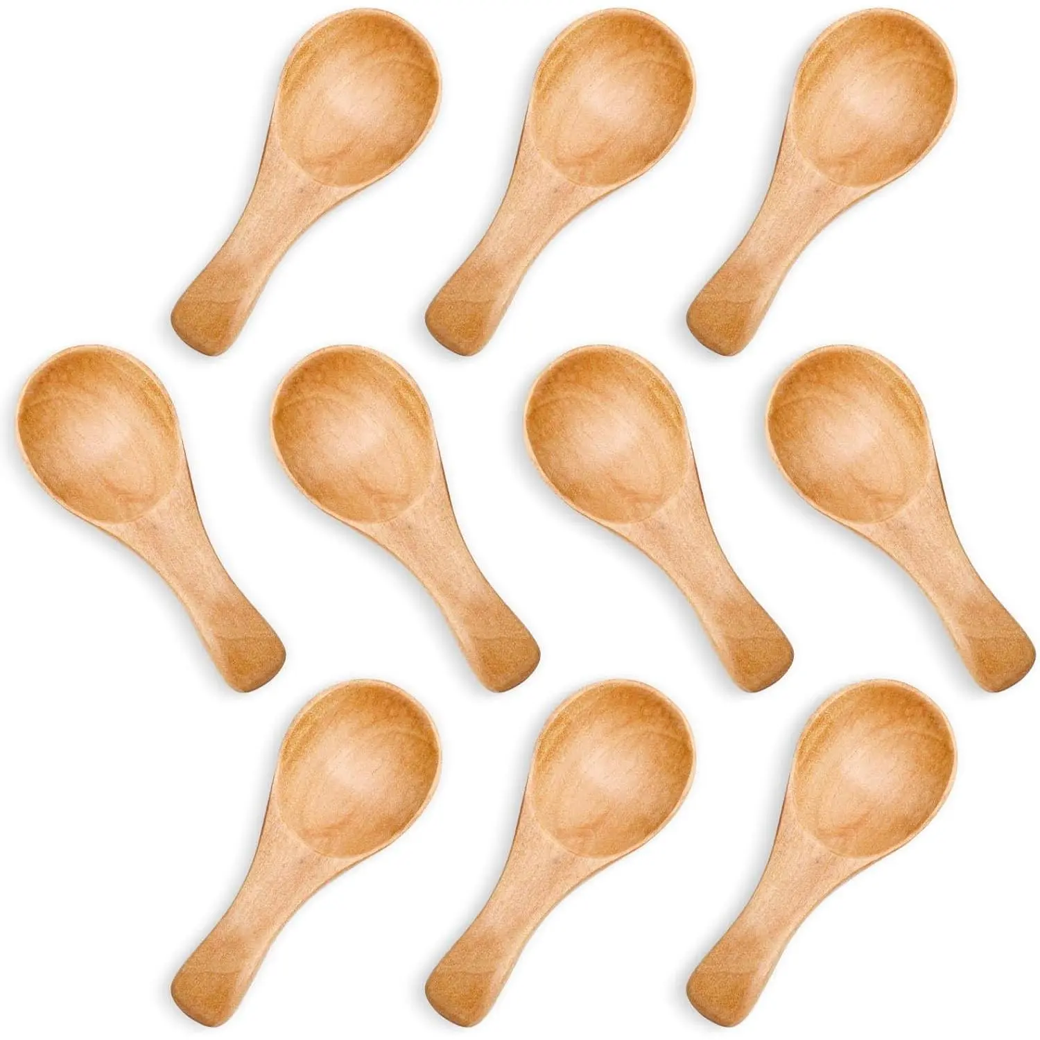 10-Count Lightweight Engraved Small Wooden Spoons, 3-Inch Mini Cutlery for Jars & Desserts, Kitchen Tableware Ideal for Gifting