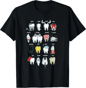 100% Cotton Funny Dental Designs Dentist Teeth Dental T-Shirt