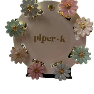 Piper K Small Colorful Flower Hair Clips -  Floral Accents and Elegant Design