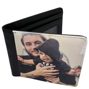 Custom photo wallet mens leather fathers day anniversary bifold durable classic wallets