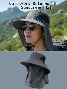 Quick-Dry Sun Protection Cap, Face & Neck Guard, Detachable Breathable Outdoor Sunshade Hat, Mosquito Repellent, Lightweight Durable Fisherman Hat