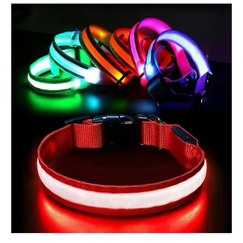 LED Dog Collar Light Up, Rechargeable Glow in the Dark Pet Collar, High Visibility Safety Lighted Collar for Night Walking (S, M, L, XL)