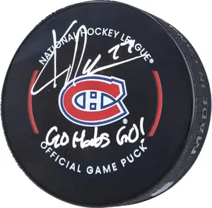 Kirby Dach Montreal Canadiens Autographed Official Game Puck with "Go Habs Go!" Inscription - Fanatics Authentic Certified