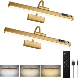 Magnetic Detachable Motion Sensor Wall Lamp, Handheld Night Light with 7800mah USB Battery, Remote Dimmable, 15.75 Inch Metal Display Lamp, Rechargeable Wall Sconces
