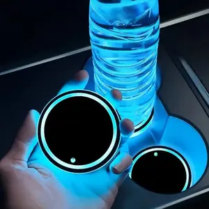 USB Rechargeable Car Coaster, Waterproof LED Light Up Car Coaster, Decorative Light for Car, Home, Bar, Restaurant, Decoration