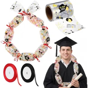 2026 Graduation Candy Leis Kit, 98 ft Tubing with 2 Ribbons, Congrat Grads DIY Necklace Making Supplies  for Class of 2026-5.3" Wide for Snacks and  Leis