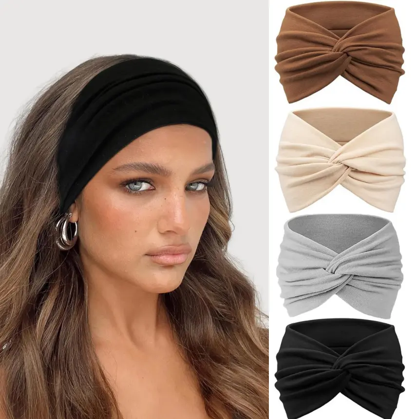 4pcs Unisex Solid Color Elastic Sweatband Sports Headbands - Sweat-Absorbing, Sweat-Wicking Athletic Performance Headbands for Running, Fitness, Versatile Use