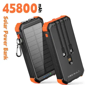 GOODaaa 45800mAh Solar Power Bank – Multi-Charging Options, 4 Outputs, Dual LED Flashlights, USB-C In/Out, Supports QC3.0 18W Fast Charging, 5V/3.1A – Compatible with Most iOS & Android Devices