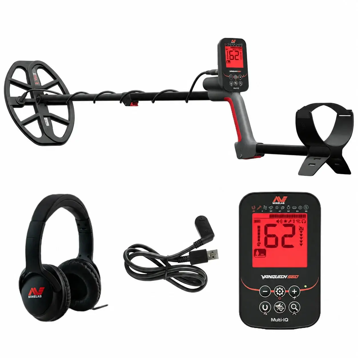 Minelab Vanquish 560 Waterproof Multi-Frequency Metal Detector with V12X Search Coil