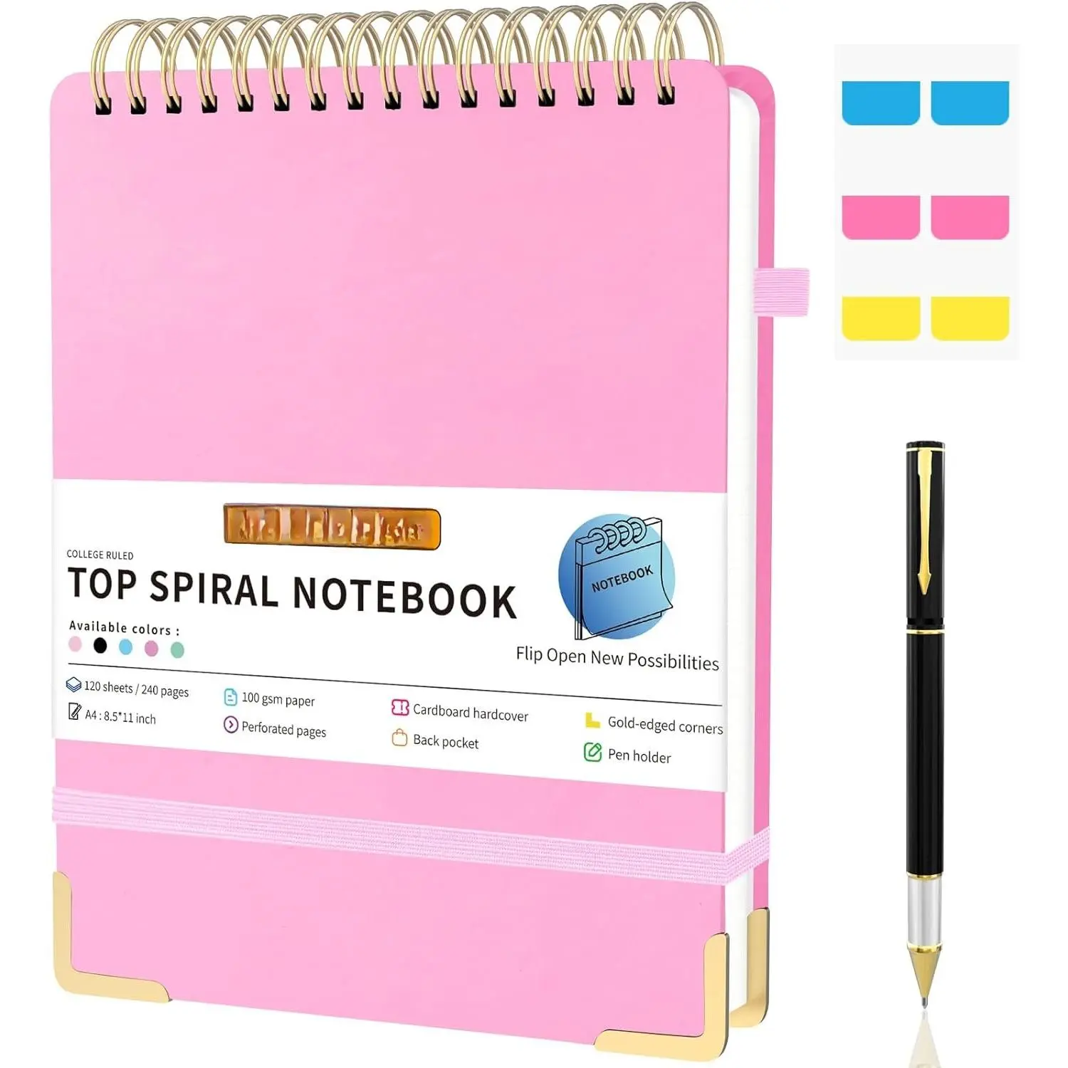 Top Spiral Notebook, A4 Hardcover Top Bound Steno Pads, 240 Pages 100gsm College Ruled Left Handed Notebook Journal for Work, School, Meeting Writing - , 8.5" x 11"