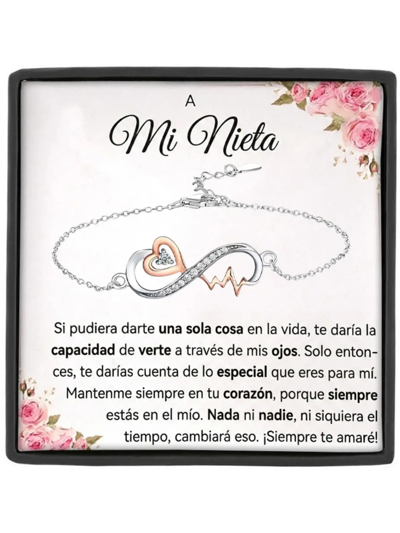 To Granddaughter Infinity Heartbeat Bracelet with Card and Gift Box Birthday, Christmas, New Year Gift Graduation/Adult Gift