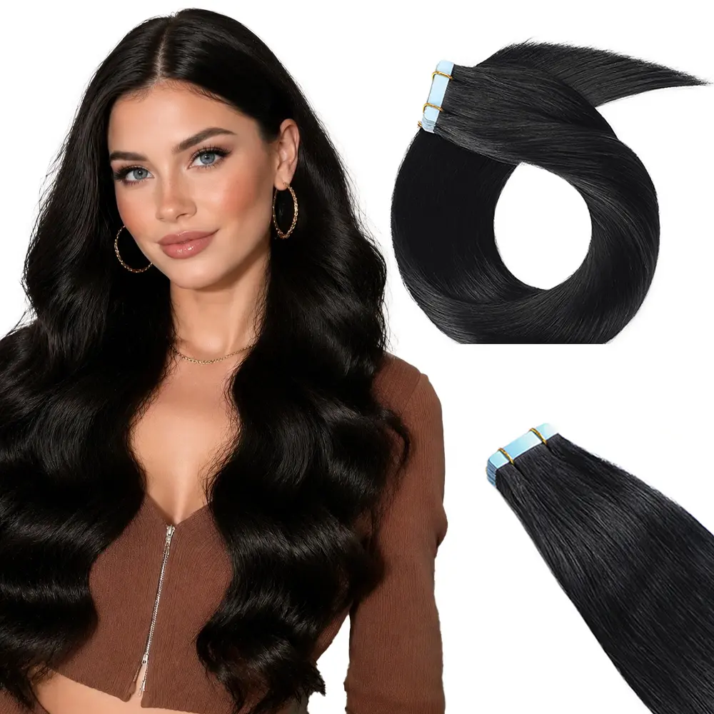 JJJ[SUYYA] HAIR 14-28 inches 20pcs Tape in Hair Extensions 100% Real Human Hair Soft and Lightweight Hair Extensions for Women Tapeins Human Hair Hair extensions Natural Straight summer hairstyles