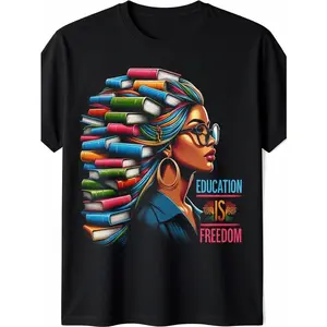 100%25 Made in the USA U.S.A., 180 grams of education is free, black teacher books, black history month t-shirt