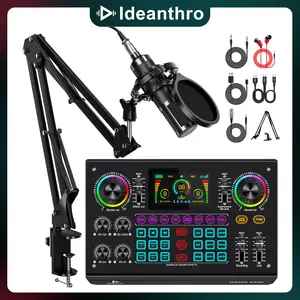 Ideanthro C200 PRO-P15 sound card features a dual-core DSP chip, supports dual microphones and dual headphones, has adjustable tone and multiple voice changer settings, and is compatible with most live streaming platforms