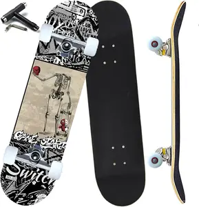 Pro Complete Skateboards for Beginners Girls Boys Kids Youths Teens Adults 31"x8" Skate Boards 7 Layers Canadian Maple Double Kick Deck Concave Longboard