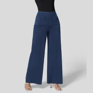 Halara Flex High Waisted Multiple Pockets Wide Leg Loose Stretchy Knit Work Jeans