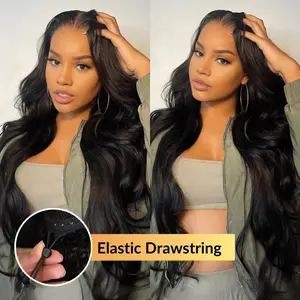 [New IN] Bling Hair Elastic Drawstring Cap Body Wave Lace Frontal Wig Pre Cut 13x4 Lace Frontal Glueless Wigs Human Hair Ready To Wear Brazilian Hair Wig For Women 180Density
