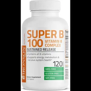 Vitamin B 100 Complex High Potency Sustained Release (Vitamin B1, B2, B3, B6, B9 - Folic Acid, B12), 120 Tablets