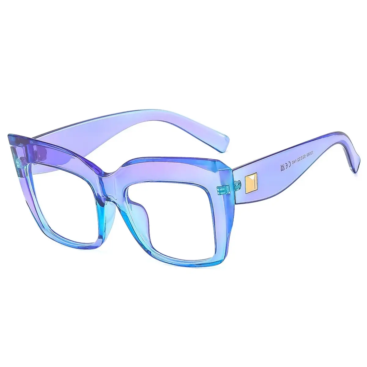 Oversized Clear Glasses with Trendy Purple Rim and Clear Lenses for Women