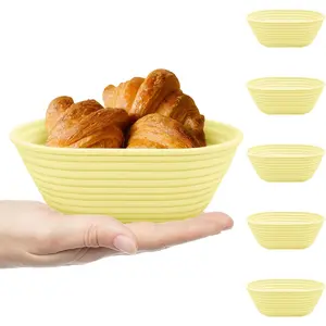 Silicone Banneton, Sourdough Bread Baskets (Set of 5, 6.5 Inch), Mini Oval Proofing Bread Bowls, Bread Making Baking Supplies, Banneton bread proofing basket for Sourdough Bread Baking