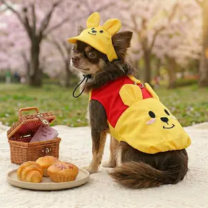 Adorable Pet Clothes with Sun Hat – Summer Outfit for Dogs & Cats, Cute Cartoon Style, Lightweight & Breathable