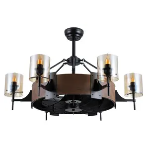 【Mother's Day】Kviflon 39.5" Farmhouse Ceiling Fan with Light Rustic Wood Caged Fandelier Quiet DC Motor 6 Speeds Remote Elegant Lighting Ambient Decoration Lamp-6038