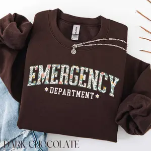 Emergency Department T-SHIRT / Sweatshirt, Floral Er Nurse , Er Nurse Gift Cotton Crewneck