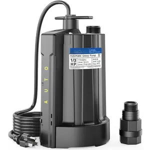 1/3  Submersible Water Pump, 115V Sump Pump with 3/4" Garden Hose Adapter, 2160 GPH High Flow Water Removal for Swimming Pool Cover Hot Tubs Flooded House Basement, Black