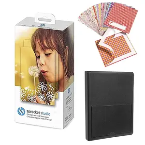 HP Sprocket Studio 4x6" Photo Paper & Cartridges (80 Sheets - 2 Cartridges) Starter Bundle Camera Smartphone