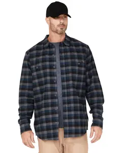 Hawx Men's Checker Long Sleeve Button-Down Flannel Shirt - Hxfa22w61-Drk Blu
