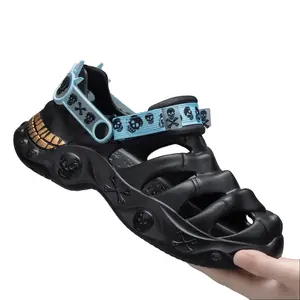 Unisex Skull Hiking Sandals with Slip-On Ease, Breathable Lightweight Build, Anti-Slip Sole, Durable PU Upper, Streetwear Look, Ideal for Camping & Summer Gifting