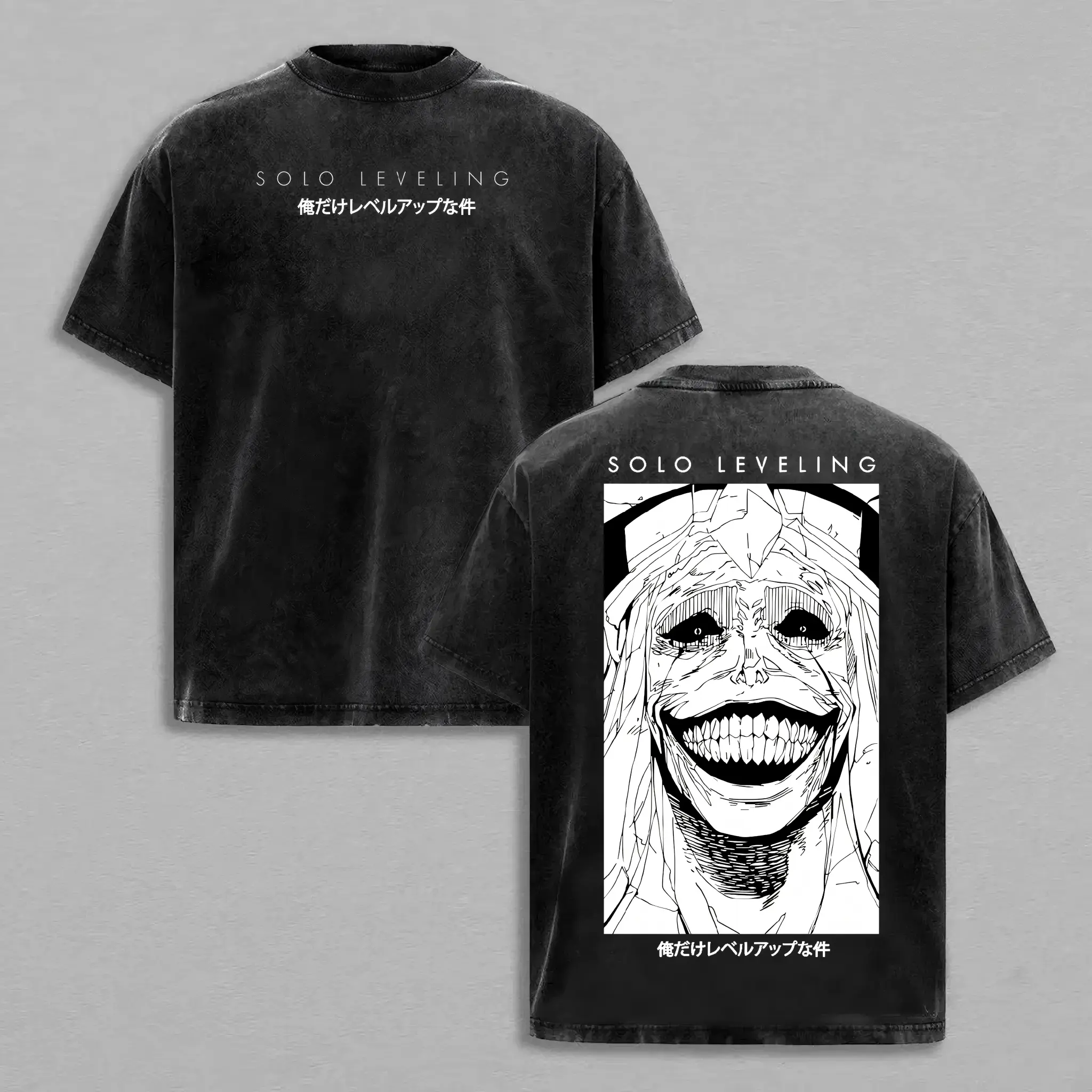 Statue Of God Solo Leveling Anime Double Printed Washed T-Shirt Unisex Mineral Anime Manga Washed Heavy Cotton T-shirt, Gift For Anime Fan, Anime Lover.Men's Clothing