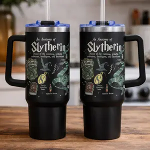 Slytherin Anatomy Tumbler, Wizard House Travel Mug, Snake Locket Serpent Design Cup, Fantasy Fan Gift, Magic Inspired Tumbler