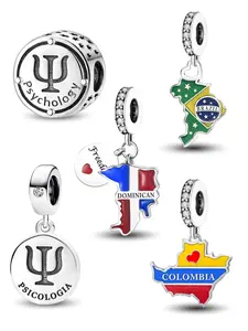 International Country Customs Charm, Fashionable Pendant for Bracelet Making, DIY Jewelry Making Supplies for Women & Girls