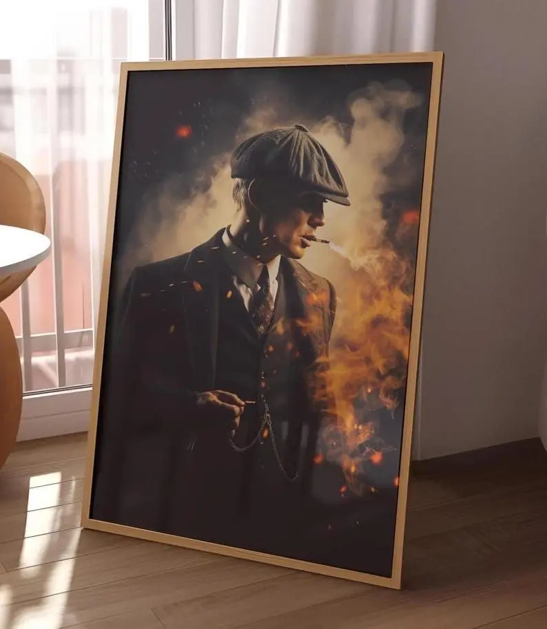 Thomas Shelby Peaky Blinders Plaid Wardrobe Themed Poster - Cillian Murphy High-Detail Iconic Long-Lasting Photo Paper Print, Multi-Size Mountable Room Decor for Balcony,Kid Room,Home Office, Fan Gift