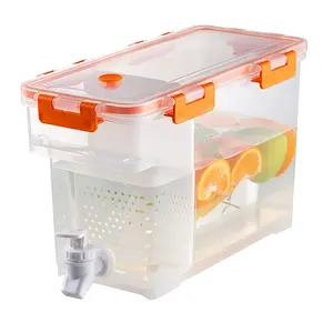 3.5L Refrigerator Cold Kettle with Spigot Beverage Dispenser Filter Drink Container Iced Juice Lemonade Container for Home Kitchen/Camping/Party