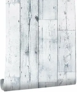 3D Rustic Wood Wallpaper Vintage Vinyl Film Peel-and-Stick Gray White Plank outdoorfun