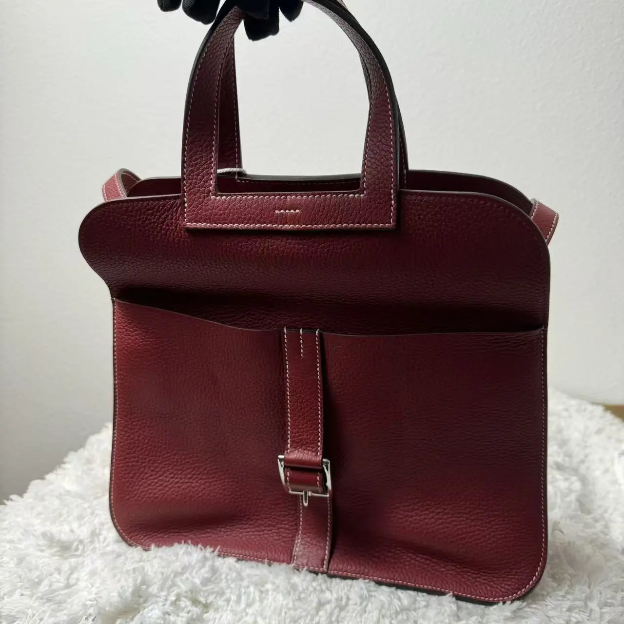 Pre-owned HERMÈS Taurillon Clemence Travel Bags Halzan 31 handbag