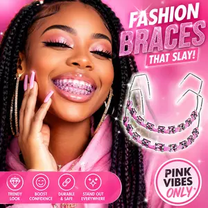 NEW Fashion Braces 1 Pair Colorful Temporary Tooth Decoration With Metal Wires Metal Bracket Ties High Quality