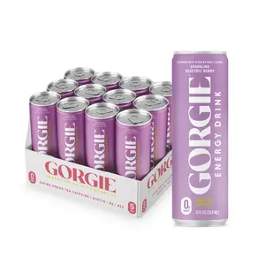 GORGIE Sugar Free Natural Energy Drinks, Sparkling Wild Berry (12 Pack) - Healthy Energy Drinks - Natural Coffee Replacement with Green Tea Caffeine and Biotin - 150mg Caffeine, Vegan, & Low Calorie Beverage