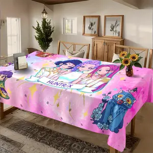 Huntress Team Trendy Anime Print Tablecloth, Rich Colors, High-Quality Polyester Fiber, Easy to Clean, Home Kitchen Decor, Picnic Table Cover