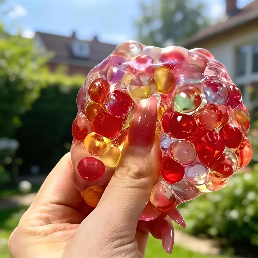 Handmade Candy Color Clear Bead Toy | Thin Skin Gritty Texture | Moldable Non-Rebound | Stress Relief Desk Toy & Adult Gift